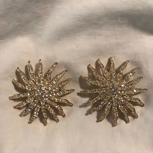 Rhinestone starburst clip statement earrings